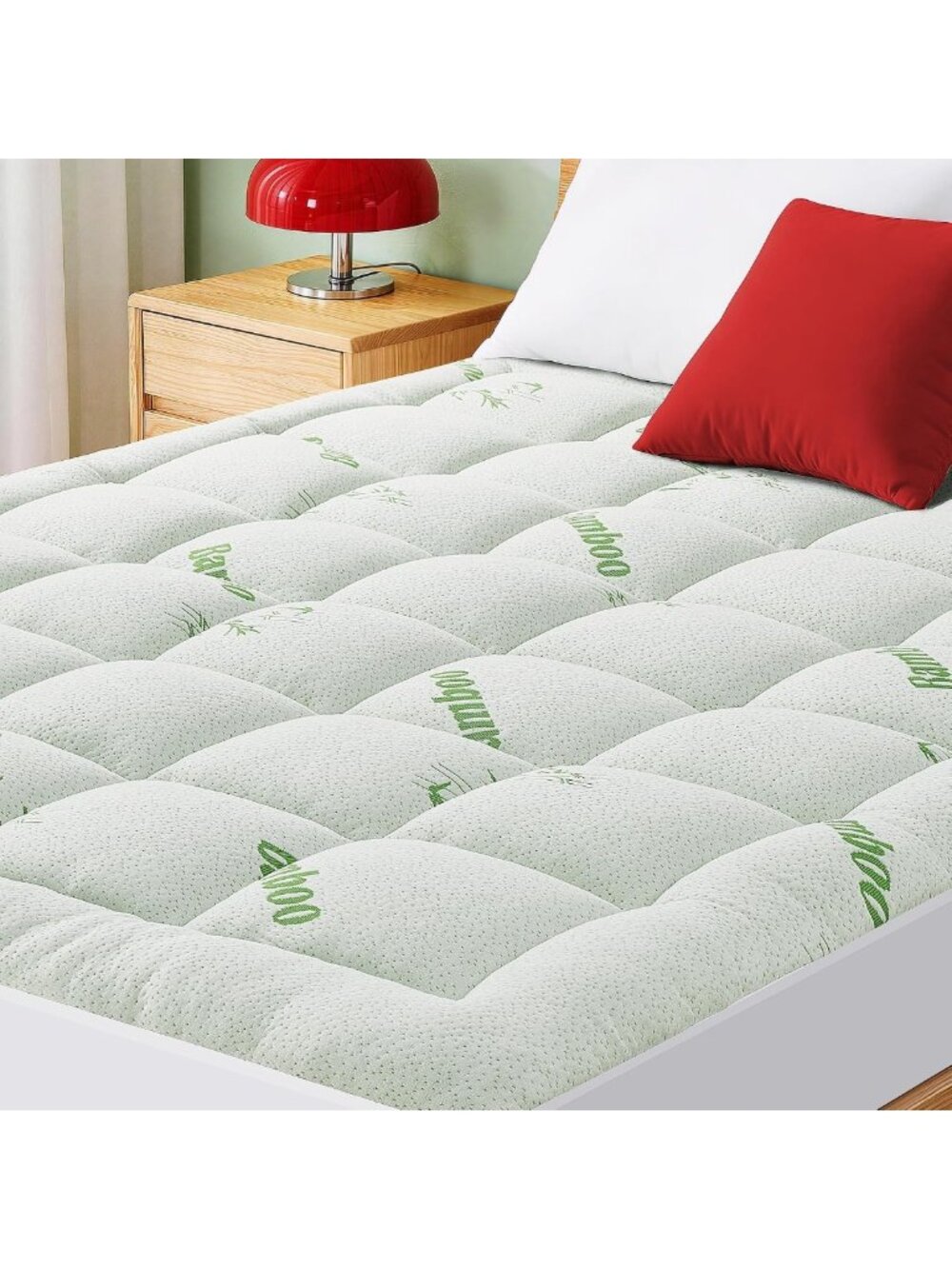 Cooling Queen Mattress Pad Topper, Ultra Soft Bamboo Viscose, Breathable Deep